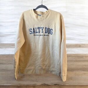 The Salty Dog Yellow Sweatshirt Men’s L Embroidered  Hilton Head Island Preppy